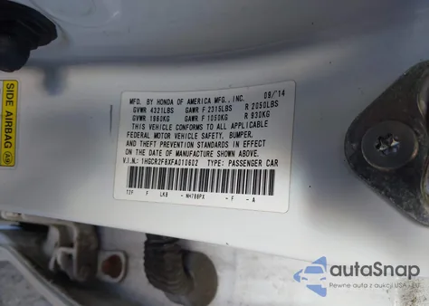 2015 Honda Accord Ex-L from USA, damaged, VIN 1HGCR2F8XFA010602